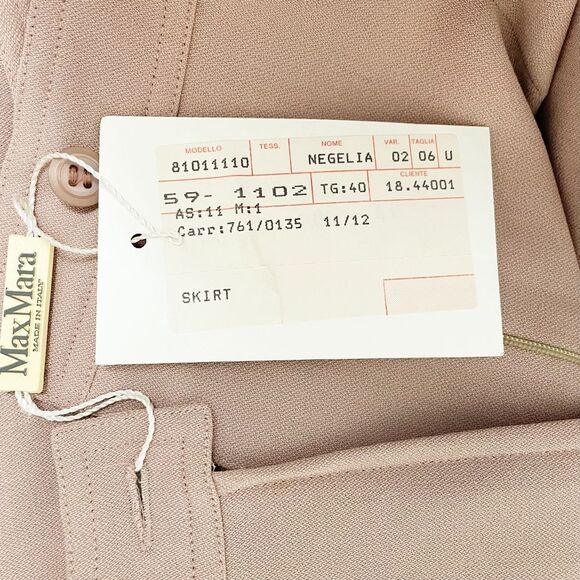 NWT MaxMara Beige Blush Wool Knee Length Pencil Skirt Size 6 Luxury Designer - Picture 9 of 12